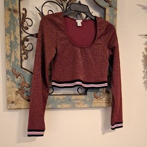 🔥🔥 HOT DEAL Bozzolo Maroon Long Sleeve Crop Top. Great Condition Size Medium